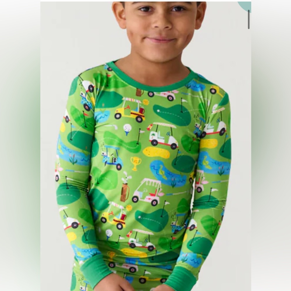 Little Sleepies Fairway Green and White Pajama Set - 2T
